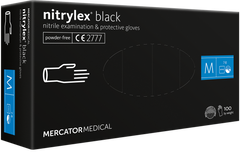 Чорні одноразові рукавички нітрилові Nitrylex PF BLACK, Черный