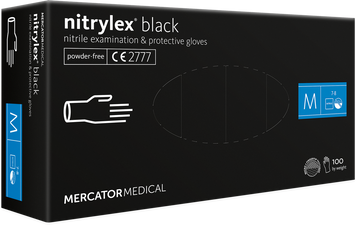 Нитриловые перчатки М (7-8) черные Nitrylex PF Black