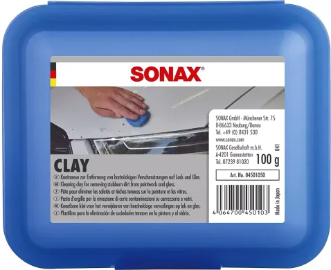 Синя глина для очищення лакофарбових поверхонь і скла 112 г SONAX Clay (450105)