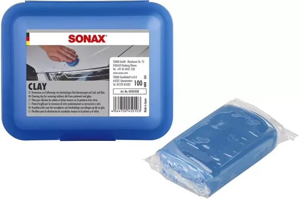 Синя глина для очищення лакофарбових поверхонь і скла 112 г SONAX Clay (450105)