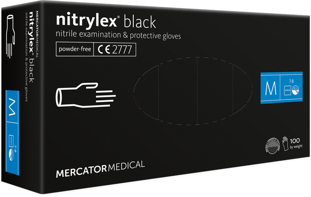 Нитриловые перчатки М (7-8) черные Nitrylex PF Black