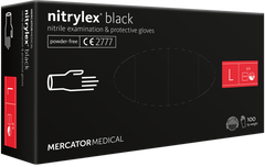 Нитриловые перчатки Nitrylex, плотность 3.7 г. - PF Black - Черные (100 шт) L (8-9)