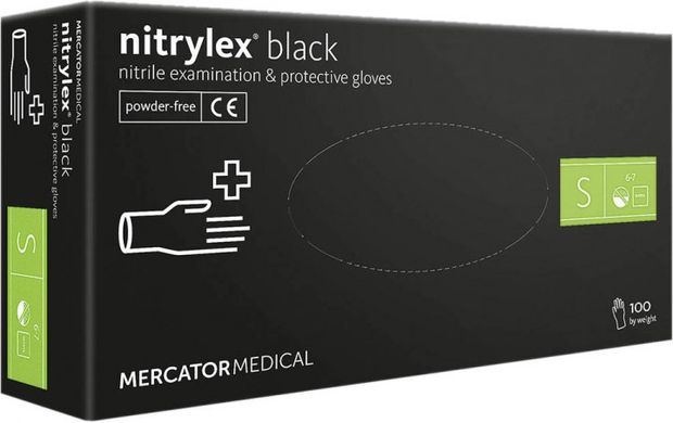 Перчатки нитриловые неопудренные Nitrylex Black размер S, 100 шт