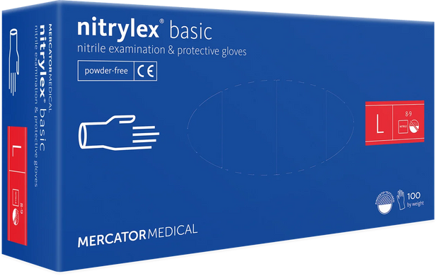 Нитриловые перчатки Nitrylex, плотность 3.2 г. - PF PROTECT / basic - Синие (100 шт) L (8-9)