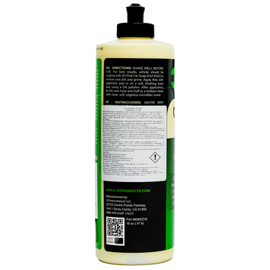 Жидкий воск 3D Carnauba Wax 500 мл. Для глубокого блеска и защиты