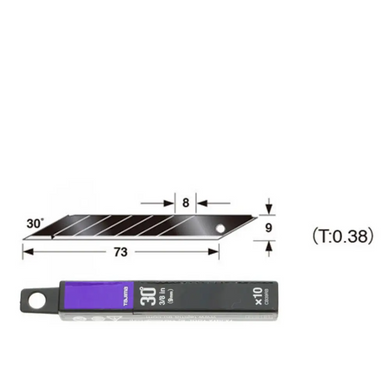 Леза сегментні 9мм TAJIMA Acute Angle Razar Black Blades кут нахилу 30°, 10 шт.