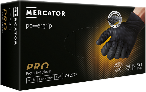 Міцні рукавички нітрилові ideall GRIP black 50 шт., розмір L, Черный