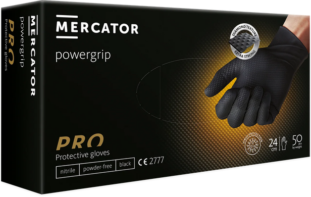 Міцні рукавички нітрилові ideall GRIP black 50 шт., розмір L, Черный