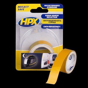 Самоклеющаяся светоотражающая лента HPX Reflect Tape 19 мм х 1.5 м Желтая
