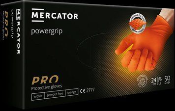 Перчатки нитриловые Mercator Medical Powergrip Оранжевые 25пар\50шт. размер M
