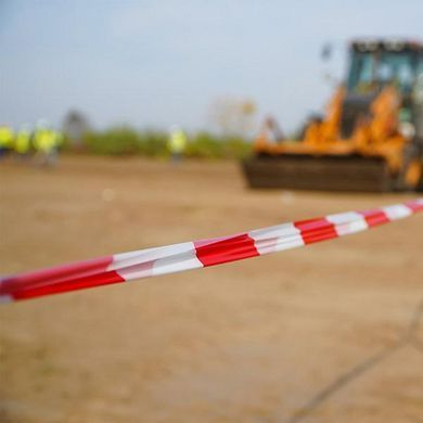 Барьерная лента HPX Barrier Tape для ограждения территорий 50 мм х 100 м Бело-красная