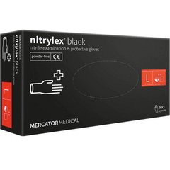 Чорні одноразові рукавички нітрилові Nitrylex PF BLACK М, Черный