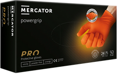 Перчатки нитриловые Mercator Medical Powergrip Оранжевые 25пар\50шт. размер L, Оранжевый