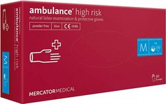 Перчатки латексные Mercator Medical Ambulance High Risk повышенной прочности Синие 50 шт. размер M