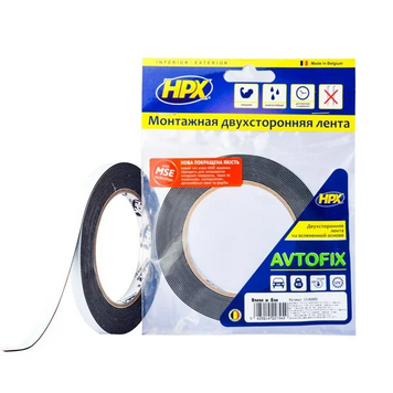 Автомобильная двусторонняя клейкая лента (скотч) HPX AVTOFIX MSE - 9 мм x 5 м