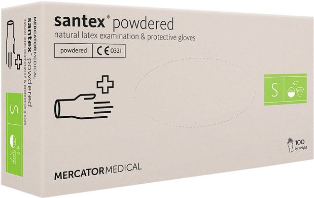 Перчатки латексные опудренные SANTEX POWDERED размер S