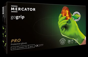 Профессиональные перчатки Mercator GoGrip, повышенной прочности, зеленые, размер M, 50 штук.