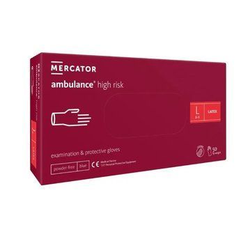 Перчатки латексные Mercator Medical Ambulance High Risk повышенной прочности Синие 50 шт. размер L