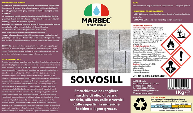 Плямовивідник від олії, свічкового воску та силікону Solvosill (Marbec) 1 кг