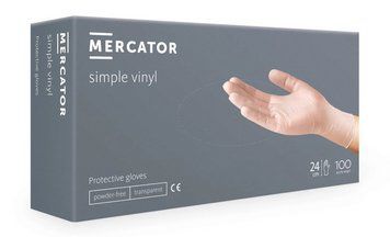 Перчатки виниловые Mercator Simple Vinyl нестерильные неопудренные прозрачные XL