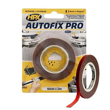 Автомобильная двусторонняя клейкая лента (скотч) HPX AUTOFIX PRO - 6 мм x 2 м