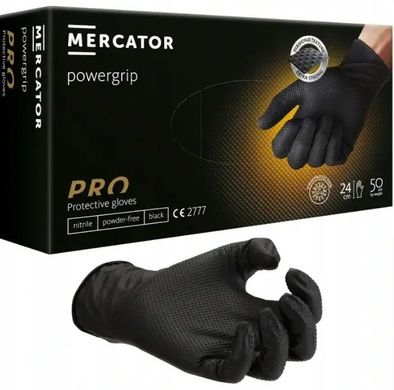 Міцні рукавички нітрилові PROGrip+ black 50 шт, Черный