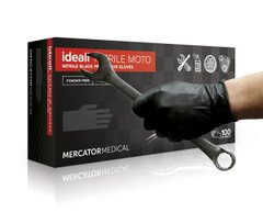 Рукавиці нітрилові Mercator Medical Ideall Nitrile Moto 100 шт чорні розмір М, Черный