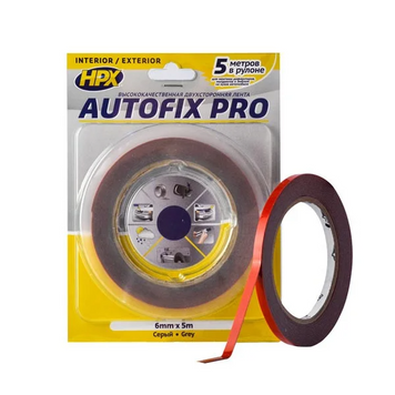 Автомобильная двусторонняя клейкая лента (скотч) HPX AUTOFIX PRO - 6 мм x 5 м