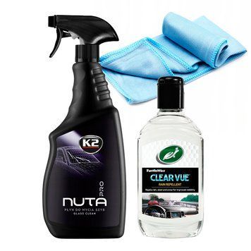 Набор &laquo;Антидождь&raquo; для очистки и защиты стекла (K2 Nuta PRO 750 мл + Turtle Wax Clearvue 300 мл + салфетка 40&times;40 см)